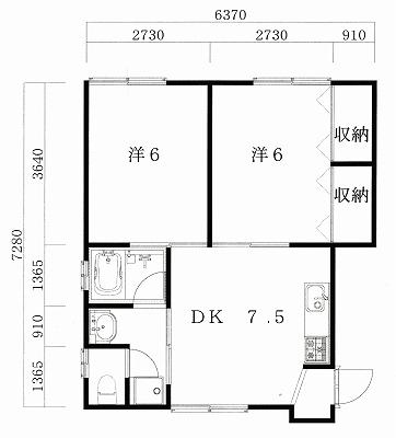 ソーゴーハイツ舘野(2DK/2階)の間取り写真