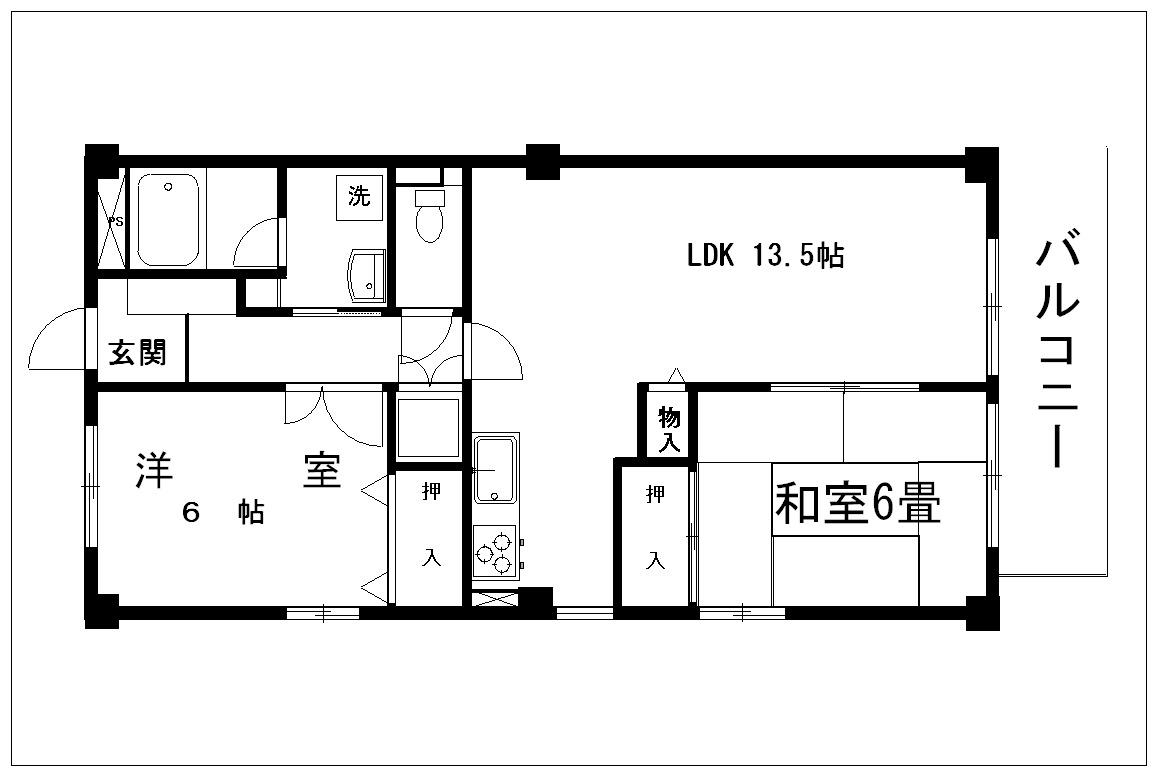 ツインズKⅡ(2LDK/1階)の間取り写真