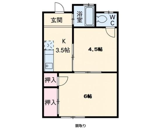稲川荘(2K/1階)の間取り写真