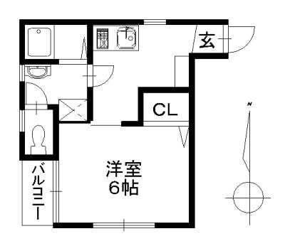ミラベル青谷(1K/2階)の間取り写真