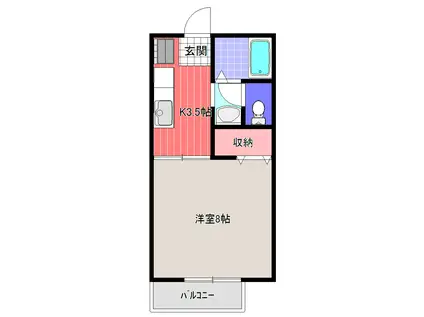 アロエ八木山C(1K/1階)の間取り写真