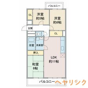 プレステージ社が丘(3LDK/3階)の間取り写真