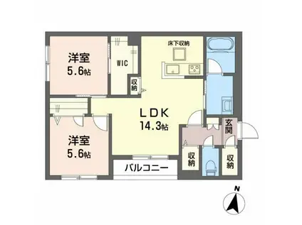 シュポールS(2LDK/1階)の間取り写真