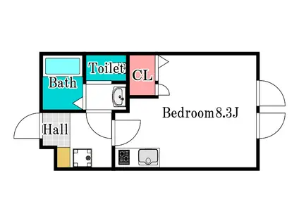 VISBY ENSTAKA(ワンルーム/1階)の間取り写真