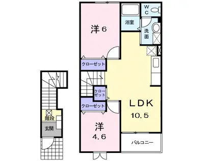 アラモードさくらI(2LDK/2階)の間取り写真