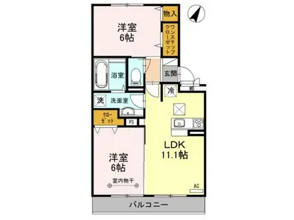 コスモ・アルカディア(2LDK/1階)の間取り写真