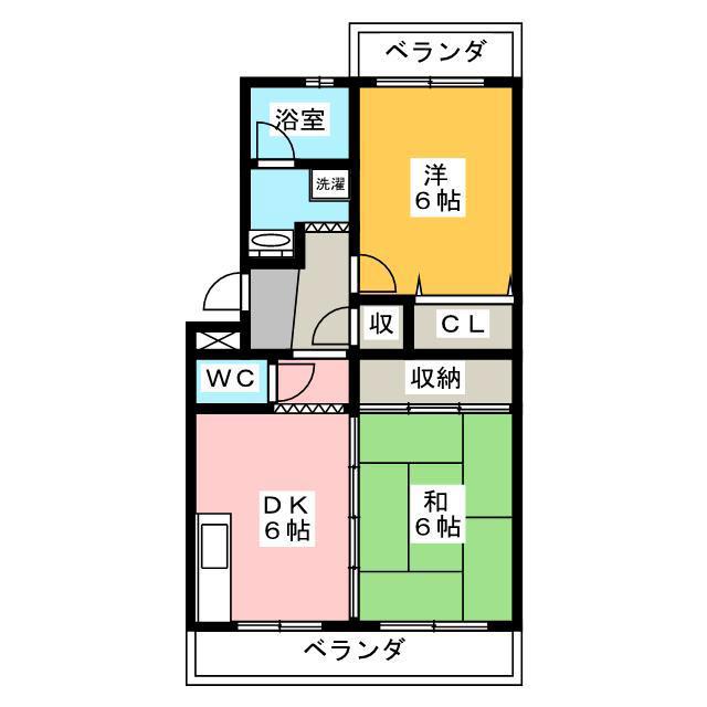 クレール18(2DK/2階)の間取り写真