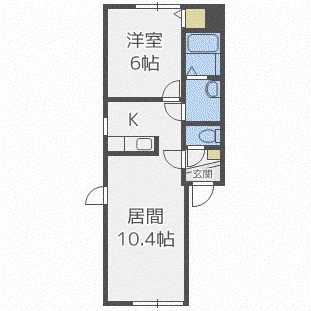 フルハウス八軒(1LDK/1階)の間取り写真