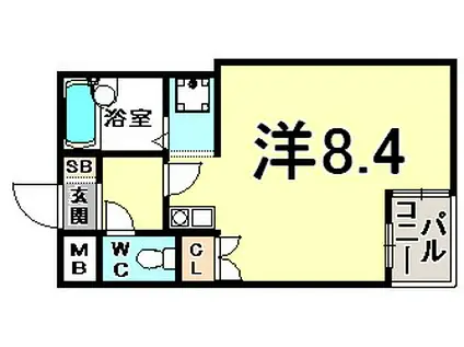プリオーレ神戸II(1K/2階)の間取り写真