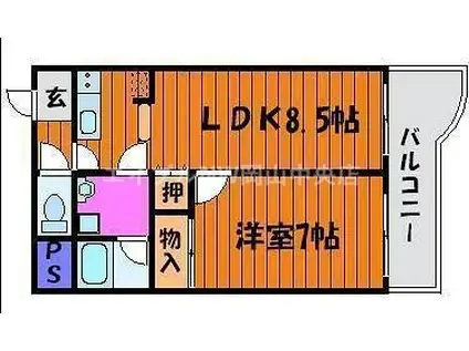 アビターレ下中野(1LDK/3階)の間取り写真