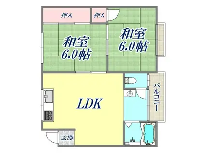 トキワマンション(2LDK/2階)の間取り写真