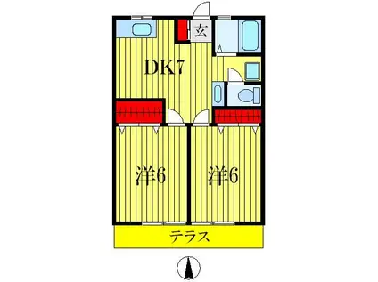 グリーンハイツ(2DK/1階)の間取り写真
