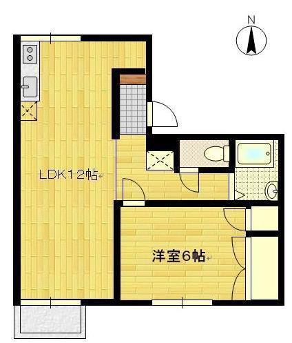グリーンコーポ古川B(1LDK/2階)の間取り写真