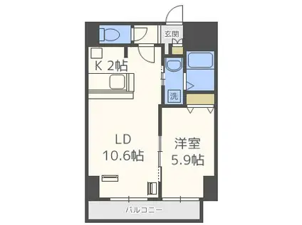 サンコート本郷通ガーデンヒルズ(1LDK/14階)の間取り写真