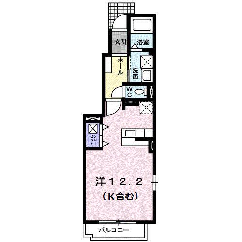 シームリーA(ワンルーム/1階)の間取り写真