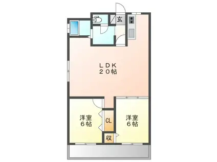 里見第二ビル(2LDK/3階)の間取り写真