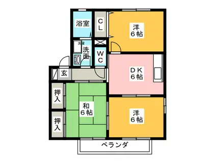 カオン A(3DK/2階)の間取り写真