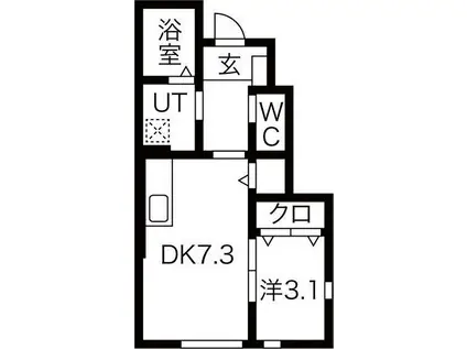 アーバンスタイルII(1LDK/1階)の間取り写真