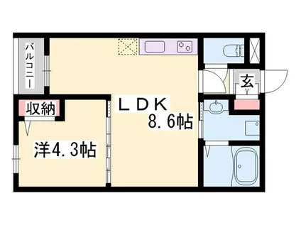ALMO姫路駅前(1LDK/3階)の間取り写真