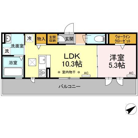 ハピネスコートII(1LDK/1階)の間取り写真