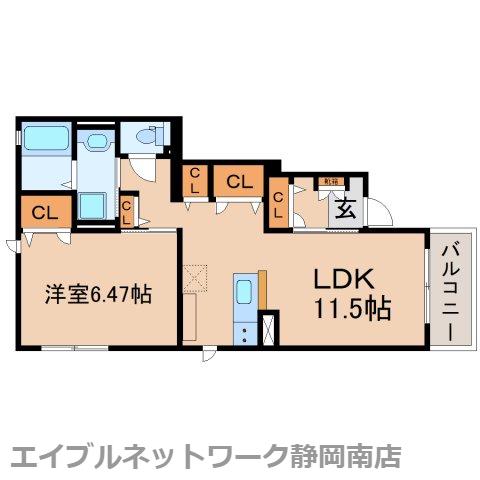 ルリアン縁(1LDK/1階)の間取り写真