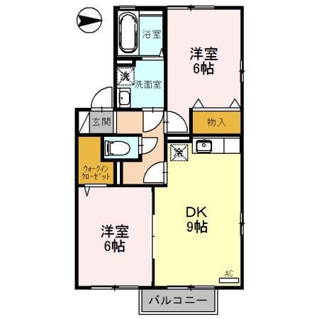 ポラール(2LDK/2階)の間取り写真