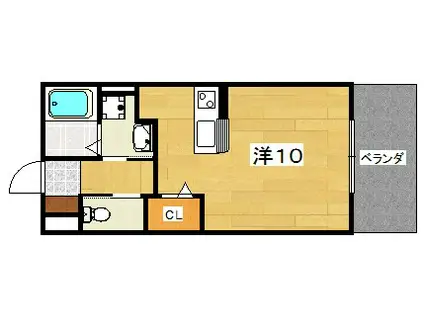 エタニティ大和ソレム(ワンルーム/1階)の間取り写真