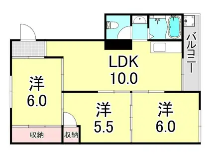 御崎南ビル(3LDK/3階)の間取り写真
