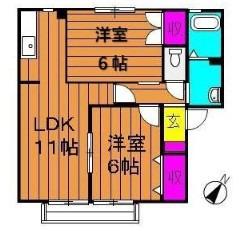 ソレジオ浜中A棟(2LDK/1階)の間取り写真