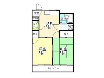 やよいハイツ(2DK/3階)の間取り写真