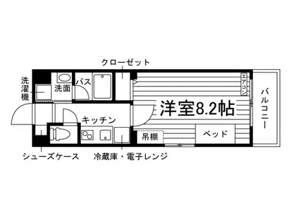岡山大和町2丁目学生マンション(1K/5階)の間取り写真