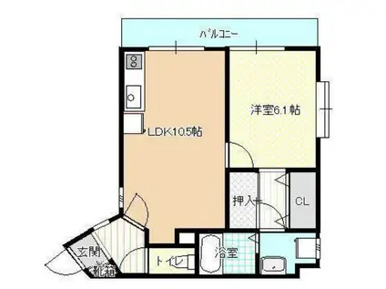 クレストコート(1LDK/3階)の間取り写真