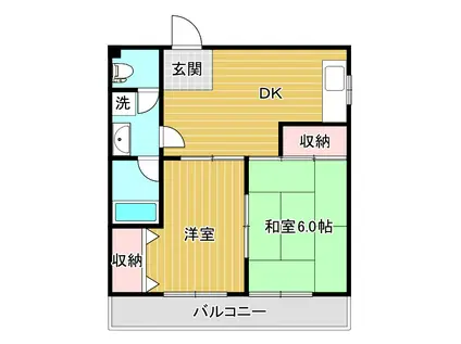 カマラード(2DK/4階)の間取り写真