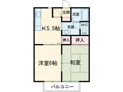 ルナハイツ高倉(2DK/1階)の間取り写真