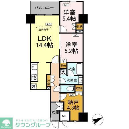 サンジョイアゼロ(2SLDK/7階)の間取り写真