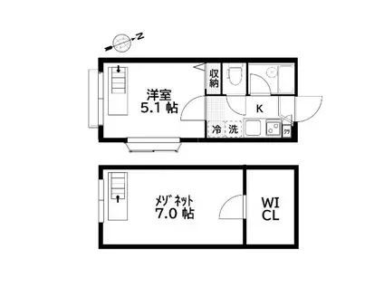 ヒルサイド清瀬(2K/2階)の間取り写真