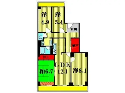 サンライトパストラル五番街C棟(4LDK/8階)の間取り写真