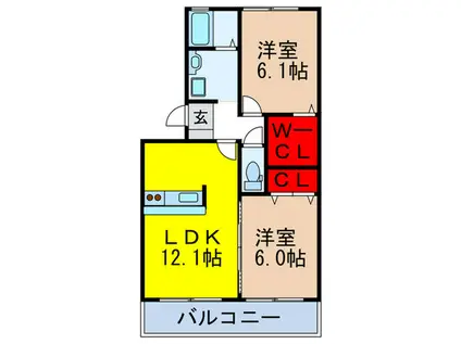 アメニティコート西泉丘(2LDK/3階)の間取り写真