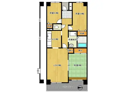 コーポレート相模原三丁目(3LDK/5階)の間取り写真