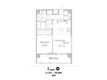HOKULEA SHIROGANE(1LDK/10階)の間取り写真
