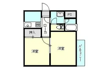 シティハウスヒラノ(2K/2階)の間取り写真