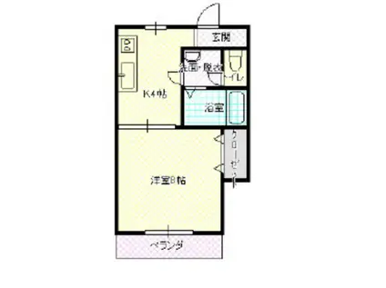 コーポキャロルF(1K/2階)の間取り写真