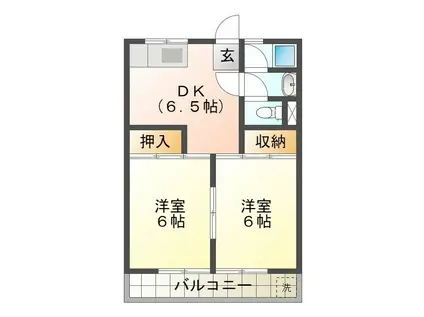 コーポ江島(2DK/2階)の間取り写真