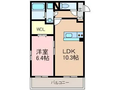ヴィーナス・ヒルズ近見(1LDK/1階)の間取り写真