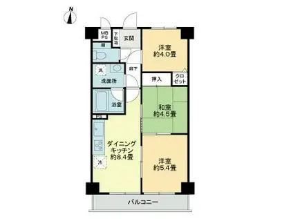 ライオンズマンション大泉学園第3(3DK/5階)の間取り写真