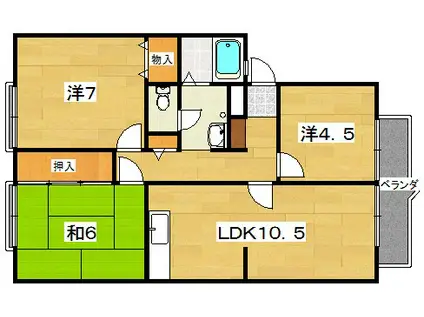 ウインディアU(3LDK/2階)の間取り写真