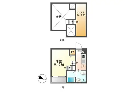 ココマンション(ワンルーム/2階)の間取り写真