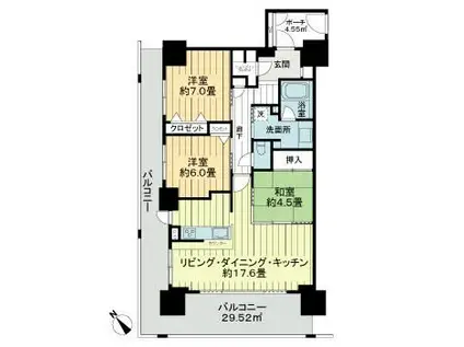 サーパス学校町レジデンス(3LDK/6階)の間取り写真