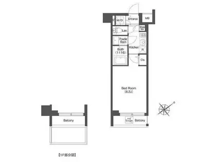 AIFLAT中目黒 アイフラット中目黒(1K/2階)の間取り写真