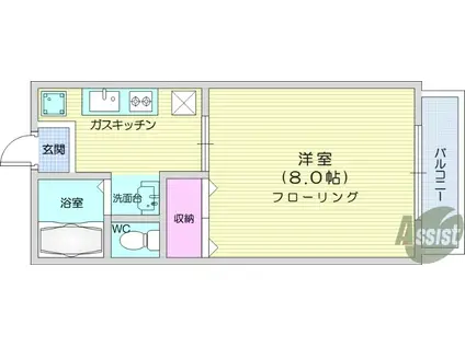 コーポ若木(1K/2階)の間取り写真